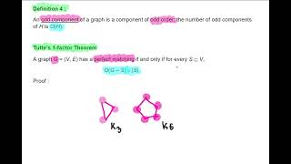 3.0 Matching and Factors : Tutte’s 1-factor Theorem (Perfect Matching)