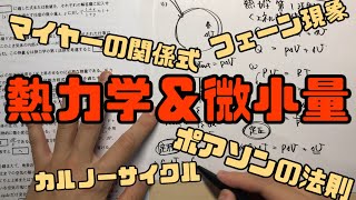 【ハイレベル高校物理】熱力学＆微小量の解説(マイヤーの関係式、ポアソンの法則、フェーン現象、カルノーサイクル)