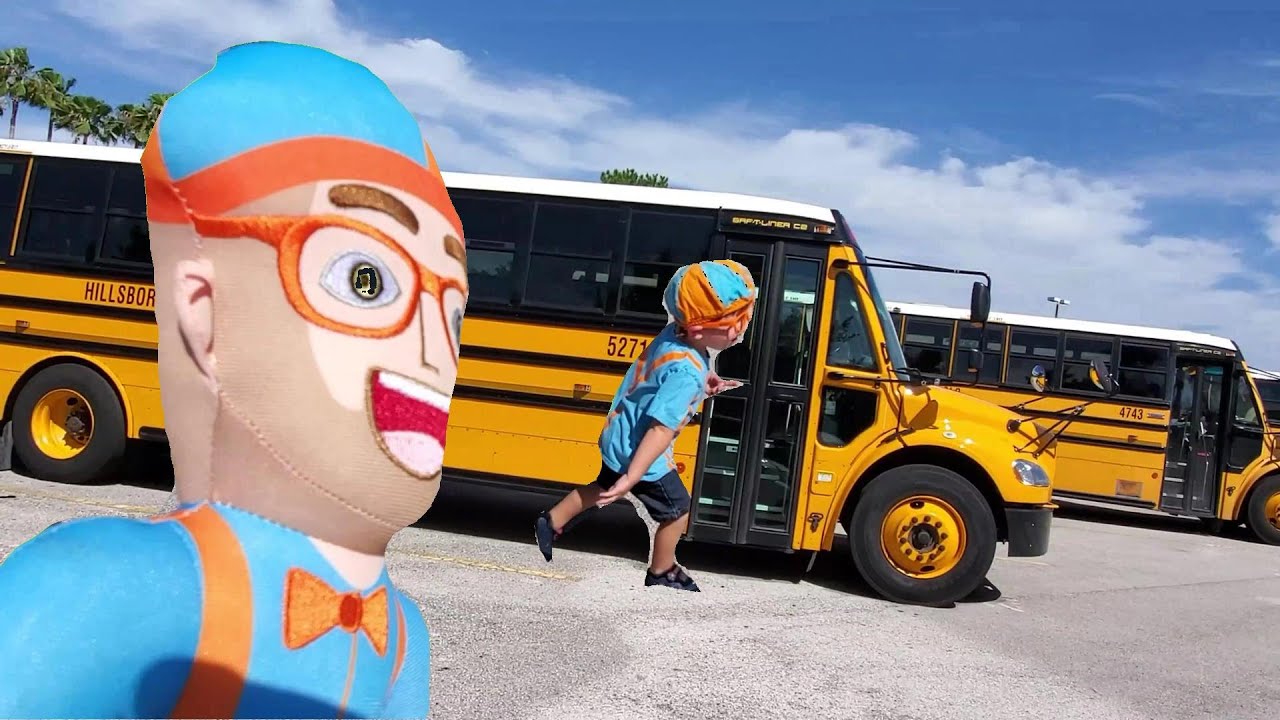 Blippi Dressed Toddler Famous School Bus Song Learn Parts Of The Bus ...