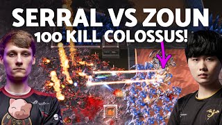 Serral loses 100 units to a single Colossus | vs Zoun HomeStory XXII (Bo5 ZvP) - StarCraft 2