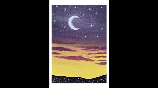 Watercolor moon painting | Easy watercolor painting tutorial for beginners. #shortvideo #shorts