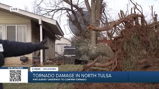 Surveying storm damage in North Tulsa