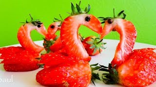 Art In Strawberry Swans | Fruit Vegetable Carving Garnish | Italypaul.co.uk