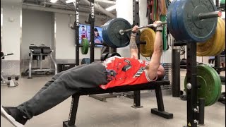 315 lbs/143kg x4 Close Grip Larsen Press (PR) THE BEST BENCH ACCESSORY