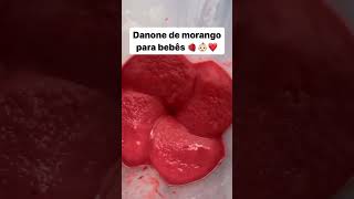 Receitinha caseira de Danone de morango para bebês👶🏻 🍓🍌🧊