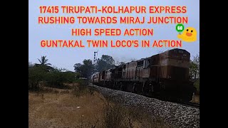 17415 Tirupati to Kolhapur Haripriya Exp with Red Guntakal Alco's rushing towards Ghataprabha Stn