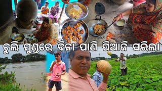 ଚୁଲି ମୁଣ୍ଡରେ ବିନା ପାଣି ପିଆଜି ସରିଲା 😋 l ବନ୍ୟା ପାଣି ପଶିଲା @Gouranganayakodiavlogs