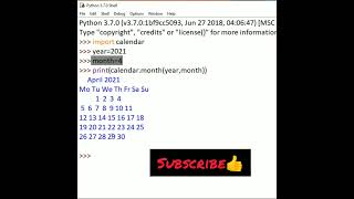 Print Calendar Using Python With Just 3 Lines of Code