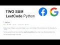 Two Sum, LeetCode #1, Python