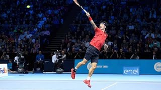 Nishikori No Look Backhand Overhead Hot Shot