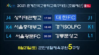 [2021춘계전국고등학교축구대회] 조별예선구장 1.상지대관령고 대 대한FC 2.중대부고 대 SOLFC 3.서울광문FC  대 강릉문성고