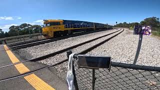 3AS8 slowly goes through Mile End with NR28 (Indian Pacific) + NR86 (Indian Pacific) (GoPro)