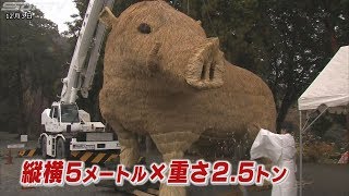 師走を迎えた姫路市　稲穂で伝統の「ジャンボ干支」