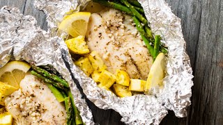 15 minute Foil Baked Garlic Butter White Fish