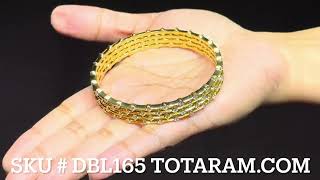 Exquisite 22K Gold Broad Diamond Bangles in Close Setting - DBL165 Totaram Jewelers