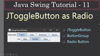 JToggleButton as Radio via ButtonGroup | Java Swing Tutorials #11