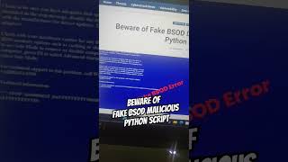 Beware of Fake BSOD Delivered Malicious Python Script Credit:Cyber Security News #malwareanalysis