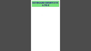 keyboard shortcuts a to z