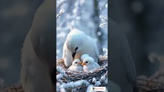 Brave Bird Shields Its Chicks from the Snow! ❄️🐦❤️ #birdwatchingbliss #birds #backyardbirds