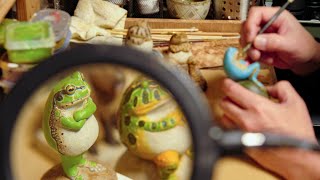 [ ARTVLOG 7 ] カエルフィギュア製作工房の日常 + 昼飯は手作りプレッツェルと豚レバーの燻製