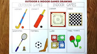 How to draw outdoor and Indoor games step by step very easy