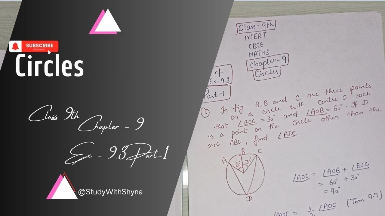 Ex 9 3 Part 1 Circles Class 9th Maths Ncert Cbse
