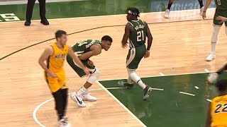 Giannis Antetokounmpo In Pain After Arm Injury Trying To Fight Over Screen