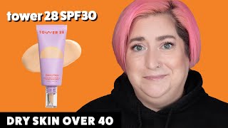 TOWER 28 SUNNY DAYS TINTED SUNSCREEN | Dry Skin Review \u0026 Wear Test