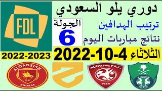 ترتيب دوري يلو الدرجة الأولى السعودي بعد مباريات اليوم الثلاثاء 4-10-2022 في الجولة 6 السادسة