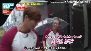 Runningman EP 113 - Matchmaker HaHa makes Kim Jong Kook and Yeom Jung Ah shares umbrella