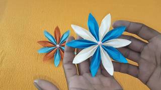 How to make a  white and blue  paper flower  easy /mixchannel
