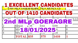 2nd MLP GOERAGRE PET RESULTS| 18/01/2025 | ONLY 1 EXCELLENT CANDIDATES