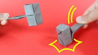 遊べる折り紙「とんとんトンカチ」ニューバージョン　Origami Hammer new version