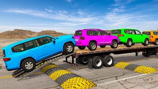 Flatbed Truck Mcqueen | Transportation with Truck - Pothole vs Car #5 - BeamNG.Drive