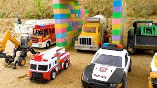 Construction vehicles pass through the magic gate | Excavator dump truck funny stories | BIBO TOYS