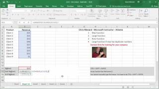 Excel Max and Large to find unique values (ignore duplicates) by Chris Menard