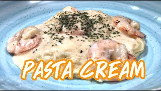 พาสต้ากุ้งครีมซอส - Pasta Cream (Capellini Alfredo) | Win’s recipe |