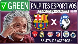 PALPITES DE FUTEBOL PARA HOJE DIA 29/01/2025 BARCELONA x ATALANTA + BILHETE PRONTO