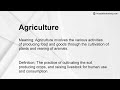 agriculture meaning