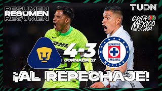 Resumen y goles | Pumas 4-3 Cruz Azul | Grita México BBVA AP2021 - J17 | TUDN