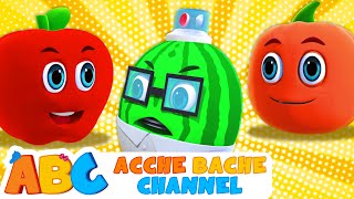 Learn Fruits with Five Cute Fruits in हिंदी | Hindi Nursery Rhymes | Acche Bache Channel |ABC Hindi