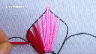 Hand Embroidery Flower Design Double Color Thread Combine Spider Web Flower Stitch Needle Work