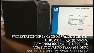 HP Z4 G4 Xeon W2223 VGA RAM SSD Upgrade | 5E0N0ES | HP Z4 G4 Workstation Xeon