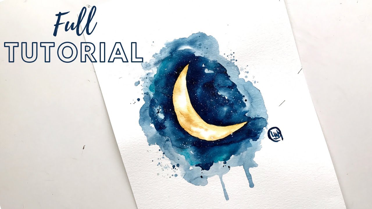 Moon Painting Tutorial For Beginners Beginner Watercolor Class Youtube Moon Painting Tutorial For Beginners Beginner Watercolor Class Youtube