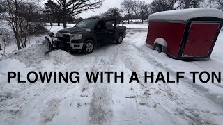 Can you plow with a half ton truck? Dodge Ram 1500 plowing residential driveways!