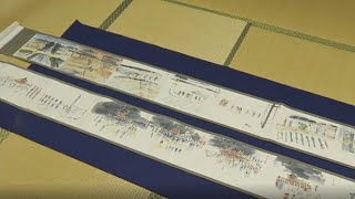 【水墨画】飯香岡八幡宮「市原の柳楯神事」絵巻がテレビで紹介されました（1）