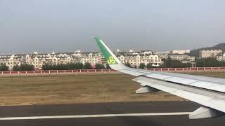 中国　大連周水子国際空港離陸　春秋航空