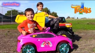 Dynacraft Pink TROLLS Battery Powered Ride On Car | Tonka 12V Dump Truck Family Fun