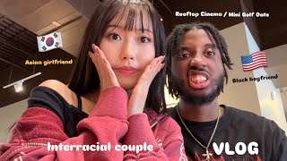 [브이로그] 피자 러버 미국인남자친구와의 Date Vlog👩🏻‍❤️‍👨🏾 | Rooftop Cinema\u0026Mini Golf | Interracial Couple Adventures