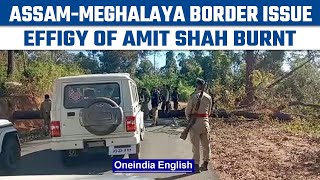 Assam-Meghalaya Border issue: Protesters burn effigies of Amit Shah and Sangma | Oneindia News *News